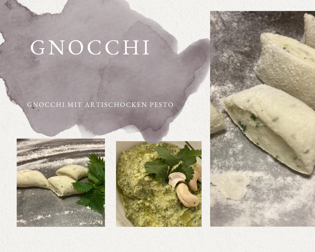 Gnocchi mit Brennnesseln und Artischocken Pesto